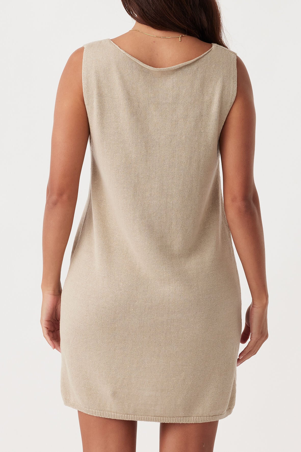 Poppy Organic Cotton Linen Mini Dress Taupe – By Barny