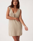 Poppy Organic Cotton Linen Mini Dress Taupe