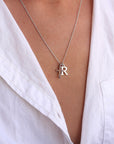 The Cross Initial Necklace A - Z Silver