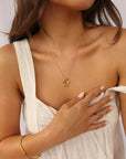 Initial Bubble Necklace - Two Birthstones Gold