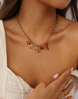 The Caitlin 3 Initial Charm Necklace Gold