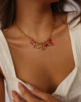 The Caitlin 3 Initial Charm Necklace Gold