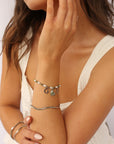 Epidote & Pearl Initial Bracelet Silver