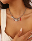 The Caitlin 3 Initial Charm Necklace Silver