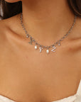 The Paige 3 Initial Charm Necklace Silver