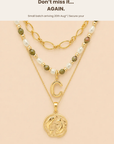 The Epidote Initial & Zodiac Stack Gold