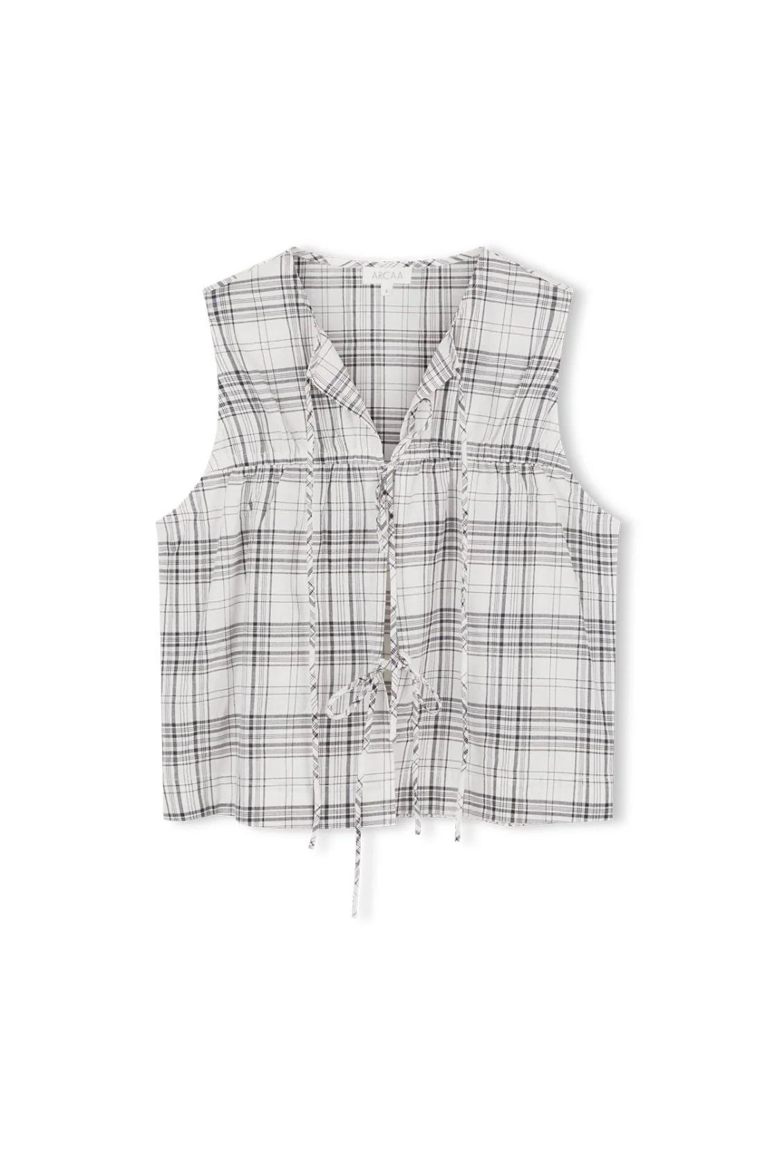 Camille Tie Top Black Cream Check