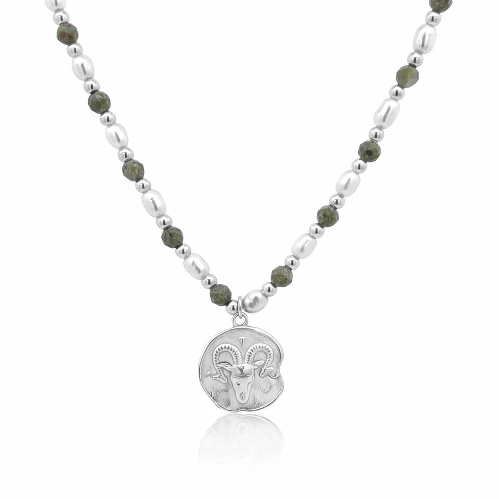 Petite &amp; Epidote Zodiac Stack Silver
