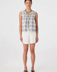 Camille Tie Top Black Cream Check