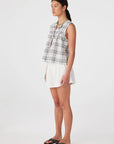 Camille Tie Top Black Cream Check
