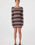 Nia Long Sleeve Mini Dress Espresso Stripe