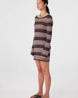 Nia Long Sleeve Mini Dress Espresso Stripe