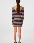 Nia Long Sleeve Mini Dress Espresso Stripe