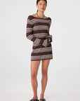 Nia Long Sleeve Mini Dress Espresso Stripe