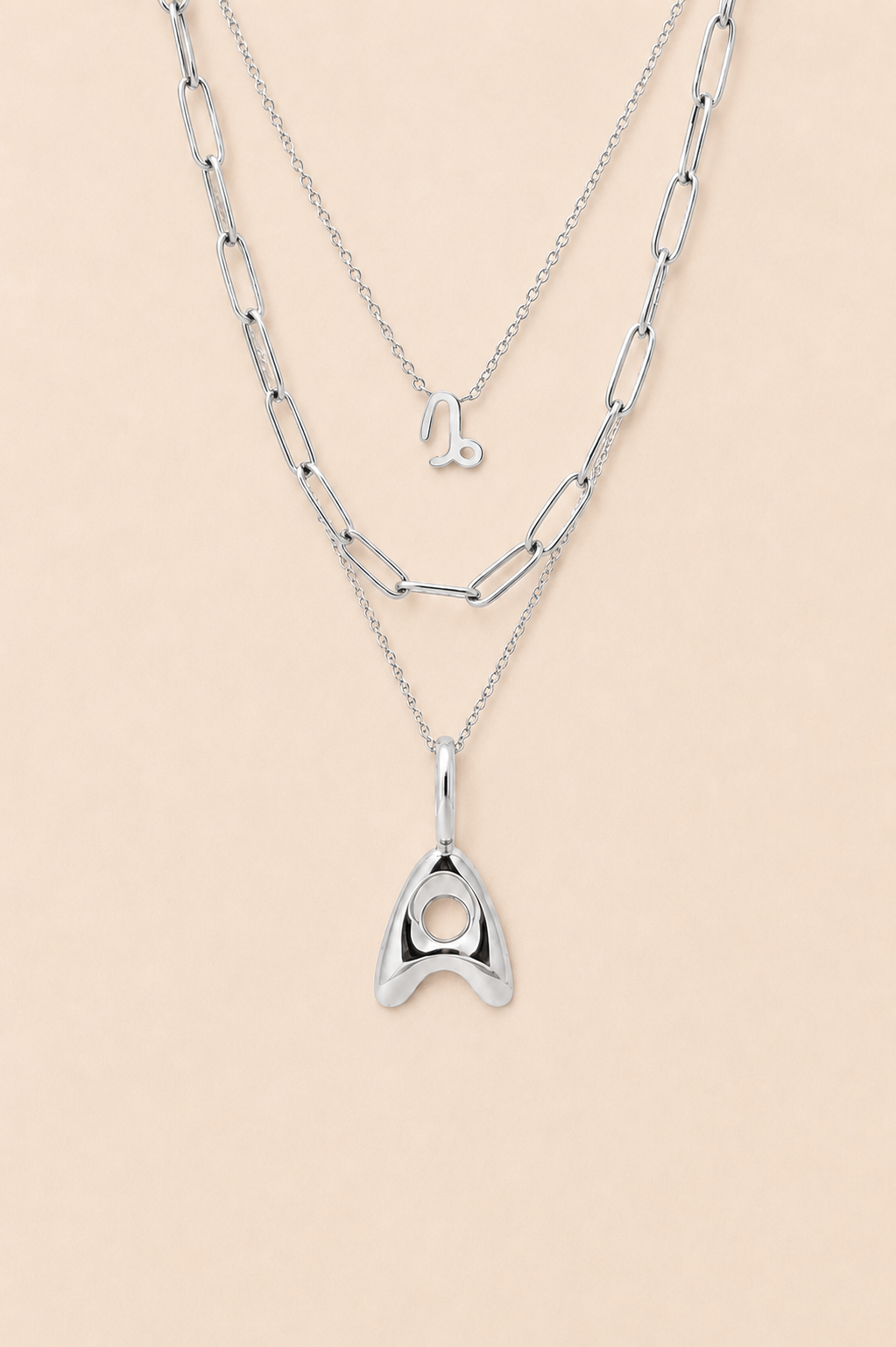 Petite Zodiac &amp; Bubble Initial Stack Silver