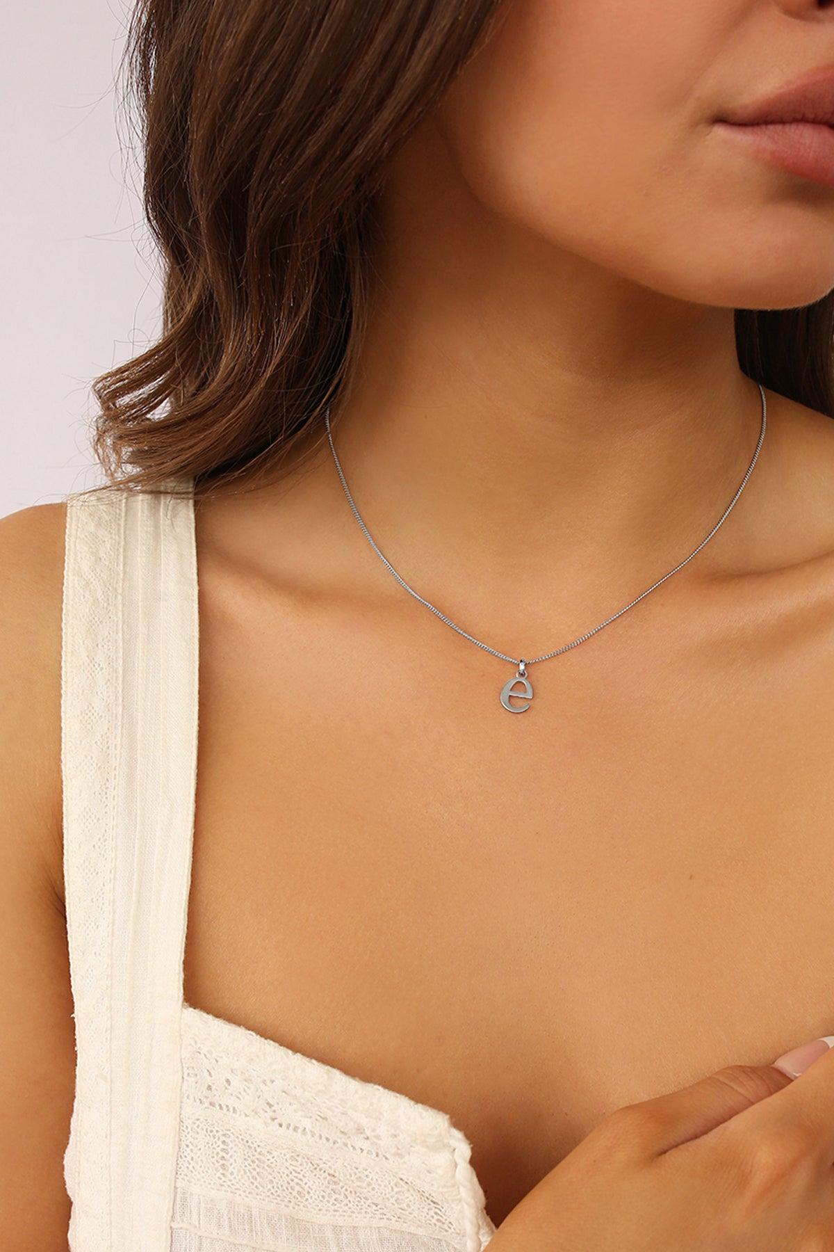 Initial Necklace Lower Case Silver