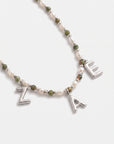 Epidote & Pearl 3 Initial Necklace Silver *PRE-ORDER EXPECTED SHIP DATE 01.11.26*