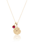 Cancer Coin Necklace With Your Birthstone Gold