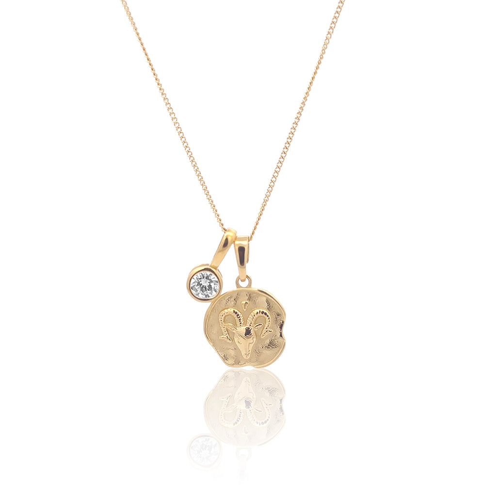 Aries Coin Necklace With Your Birthstone Gold