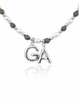 Epidote & Pearl 2 Initial Necklace Silver *PRE-ORDER
