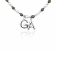 Epidote & Pearl 2 Initial Necklace Silver *PRE-ORDER