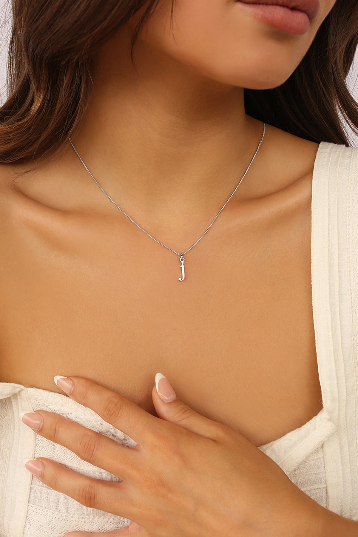 Initial Necklace Lower Case Silver