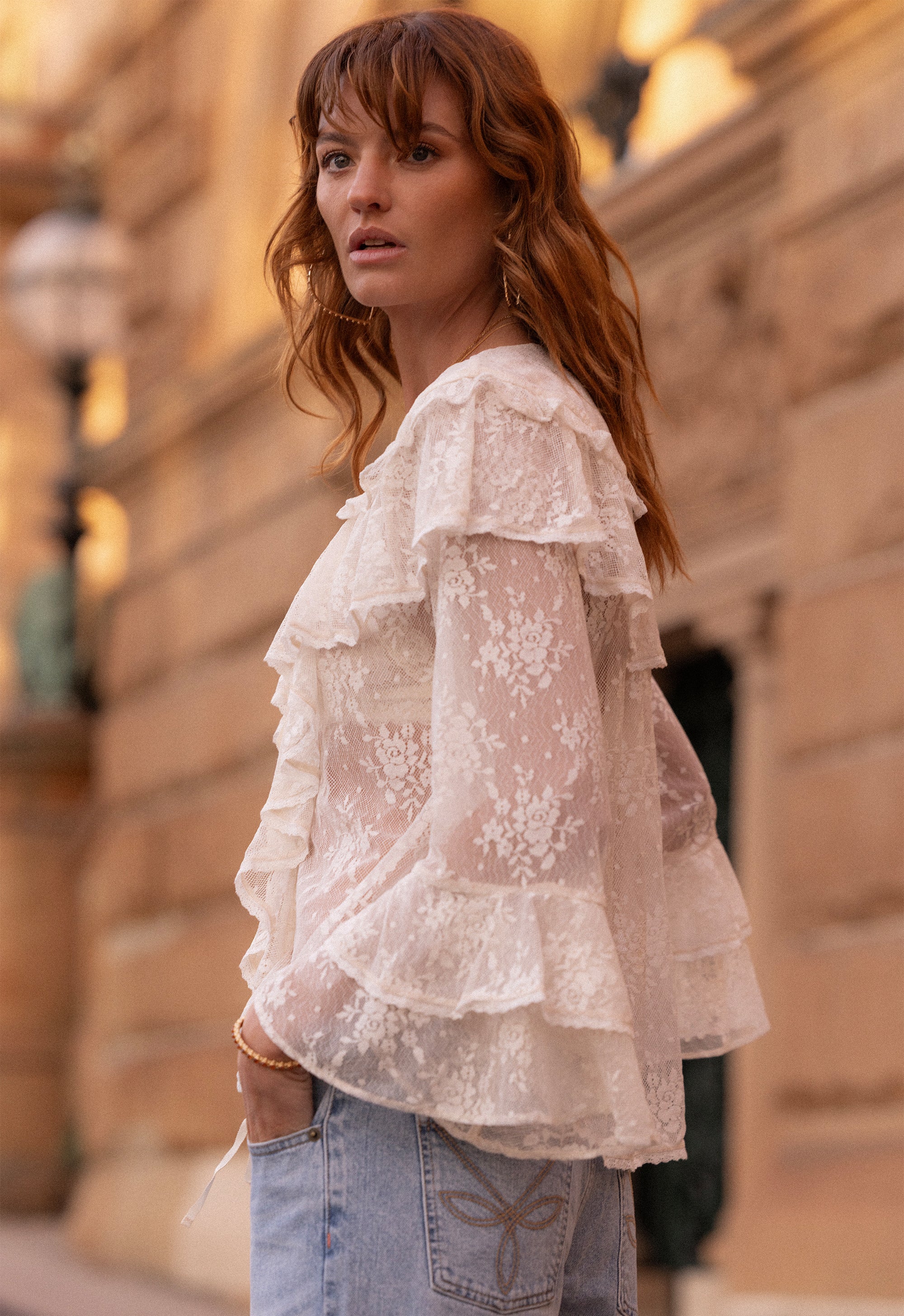 Spell Labyrinth Lace Blouse Cloud Cream – By Barny