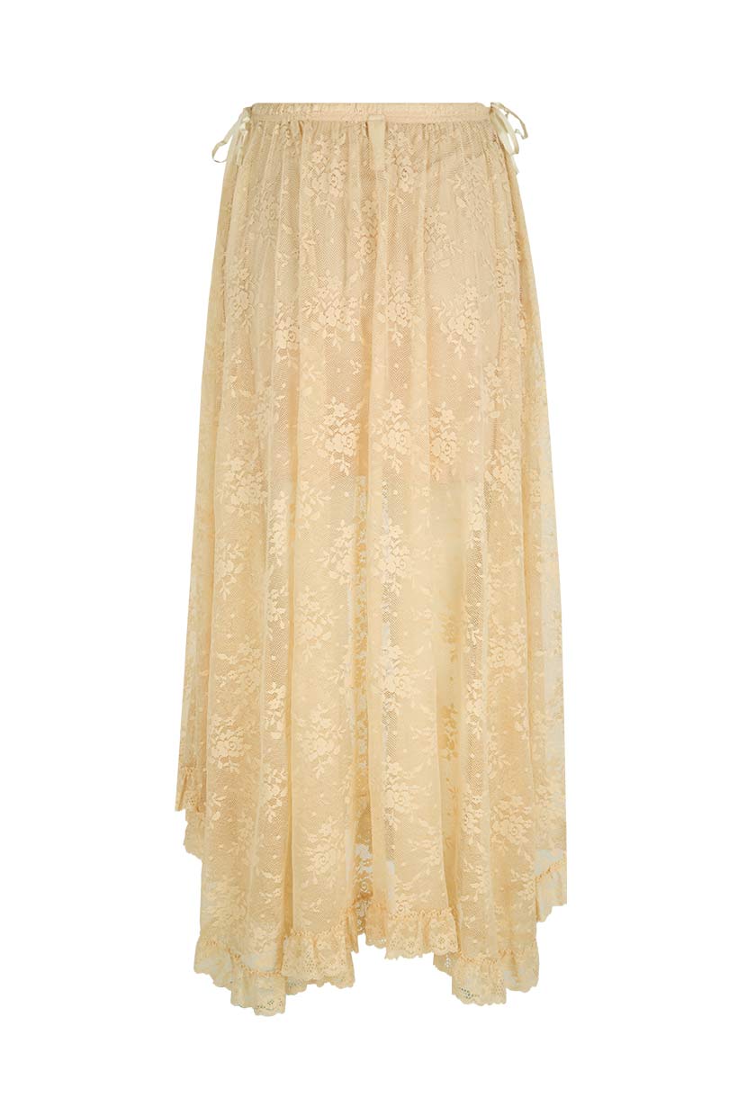 Labyrinth Lace Maxi Skirt Peach Bliss