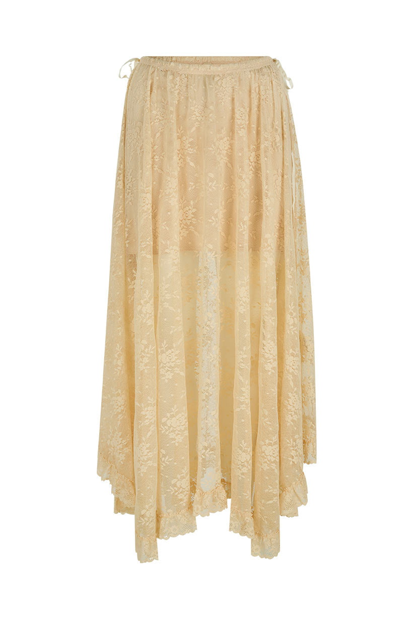 Labyrinth Lace Maxi Skirt Peach Bliss