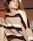 Harper Stripe Sweater Taupe | Chocolate