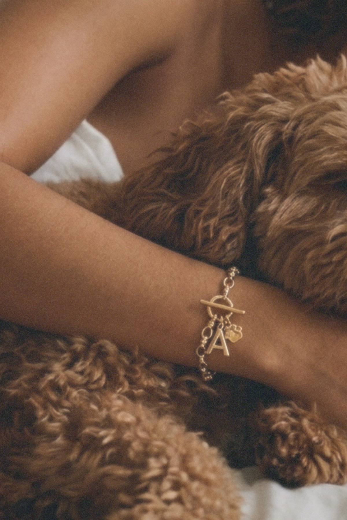The Paw &amp; Initial Latch Bracelet Gold | Silver