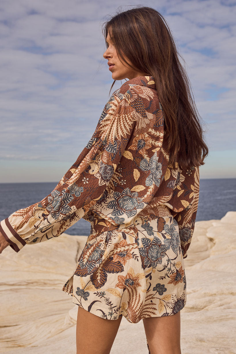 Volcano Goddess Shirt Dress Coconut