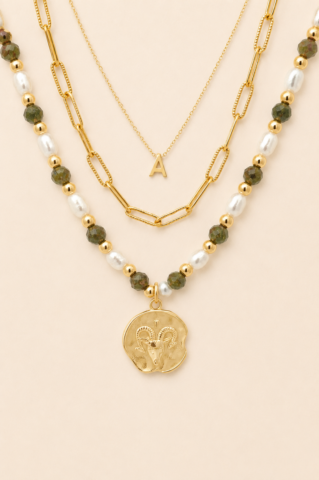 Petite &amp; Epidote Zodiac Stack Gold