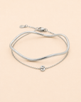 Petite Initial & Jaclyn Bracelet Stack Silver