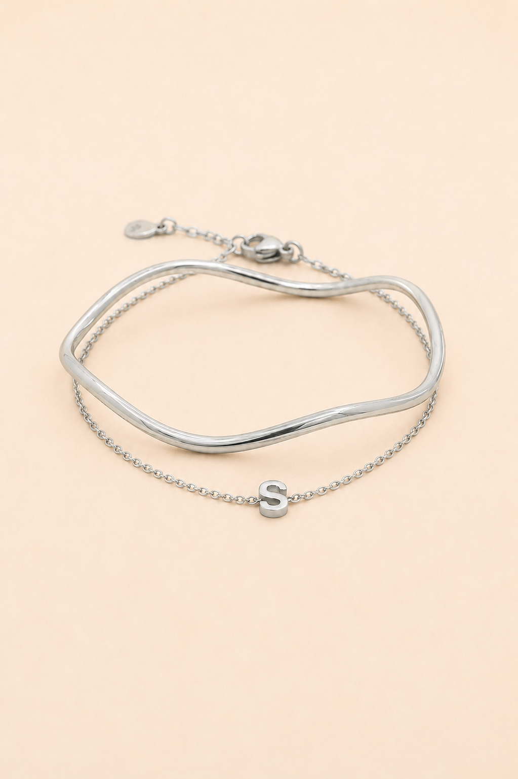 Petite Initial &amp; Jaclyn Bracelet Stack Silver