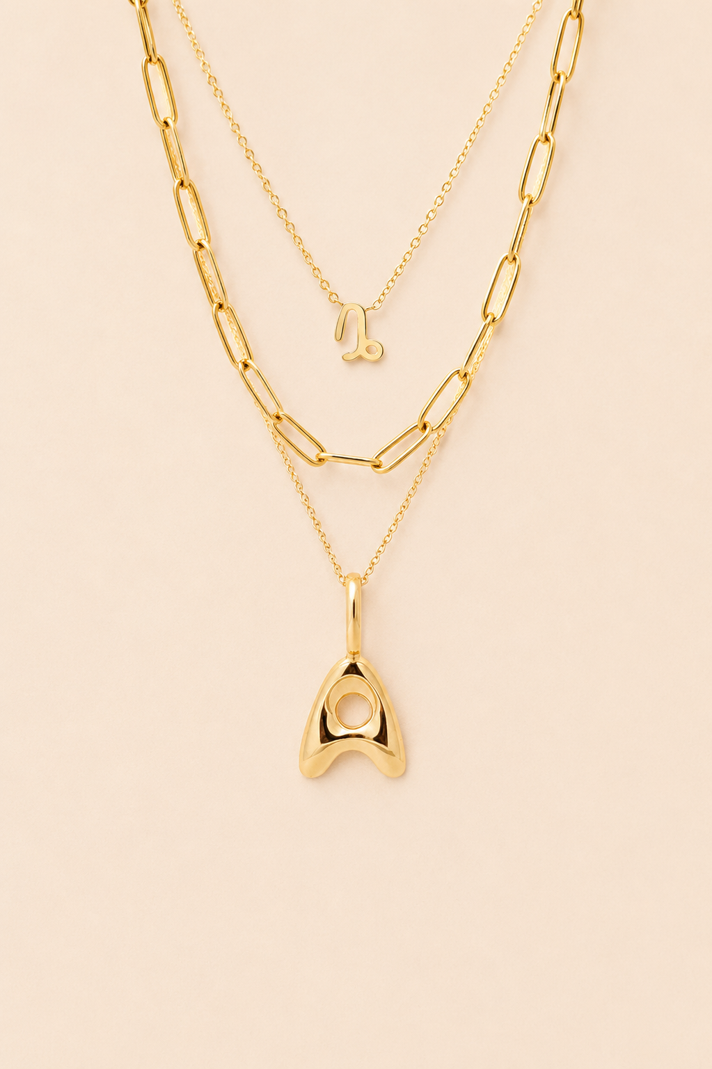 Petite Zodiac & Bubble Initial Stack Gold