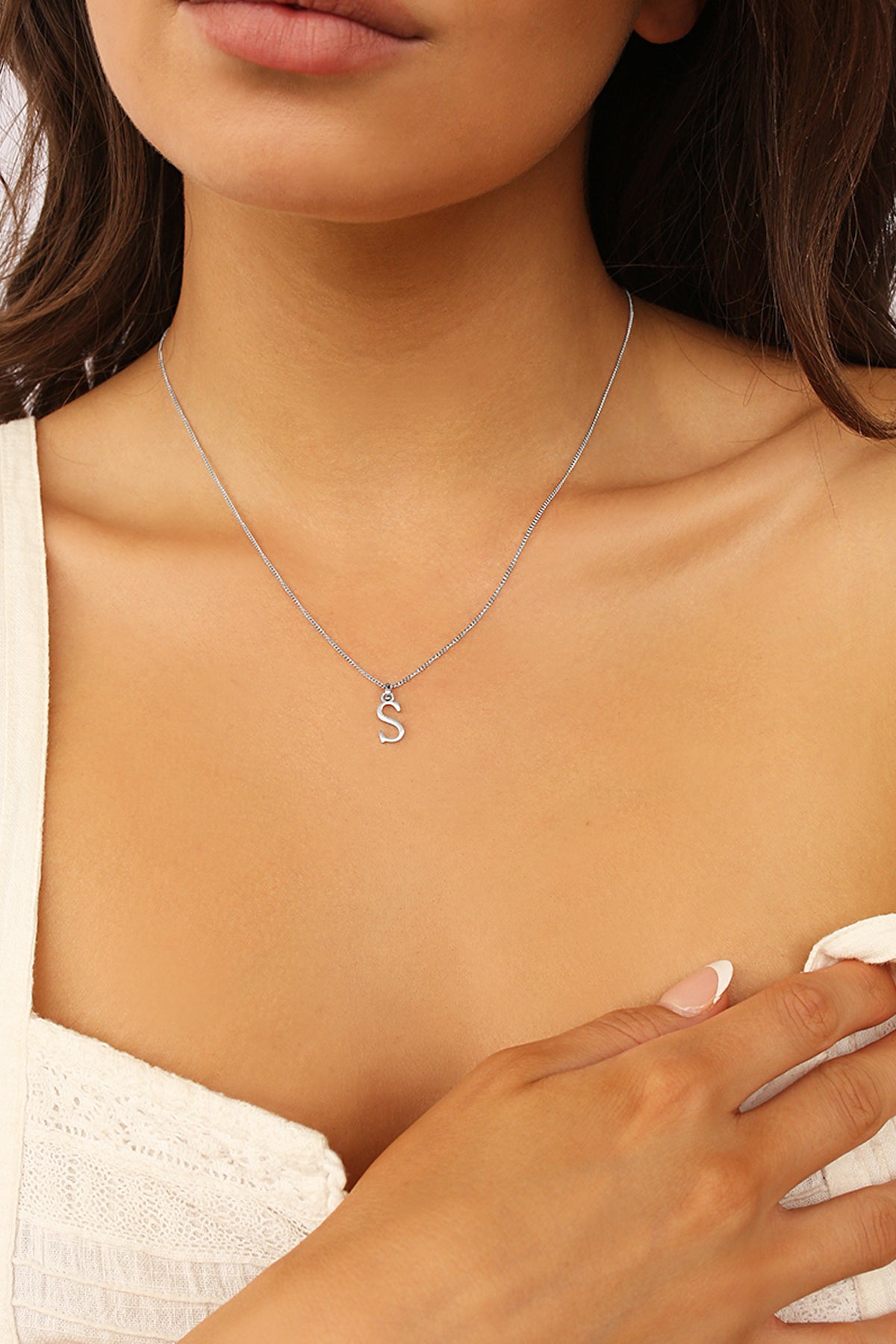 Initial Necklace Classic Silver A-Z