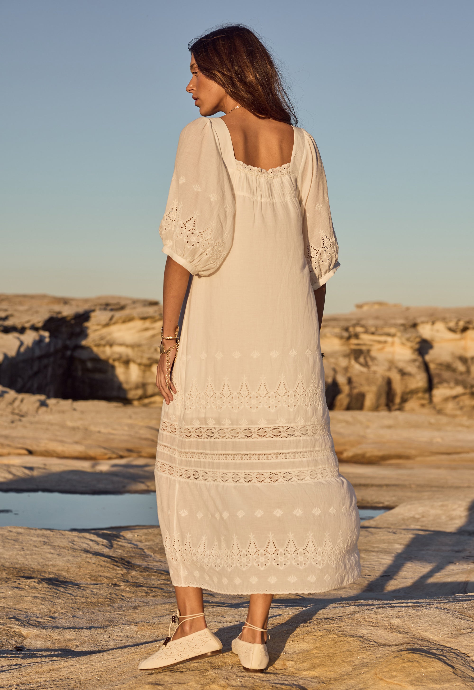 Maiden Lace Midi Dress Antique White