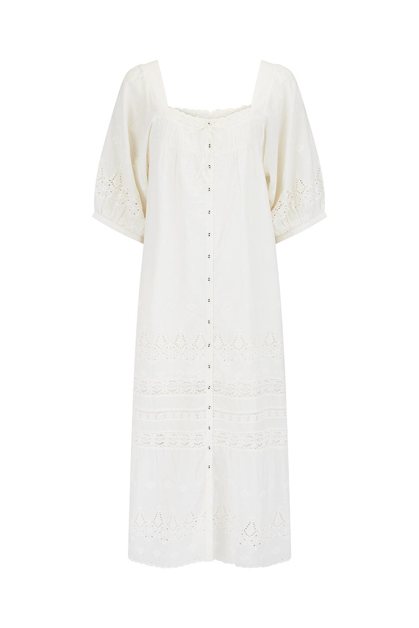 Maiden Lace Midi Dress Antique White