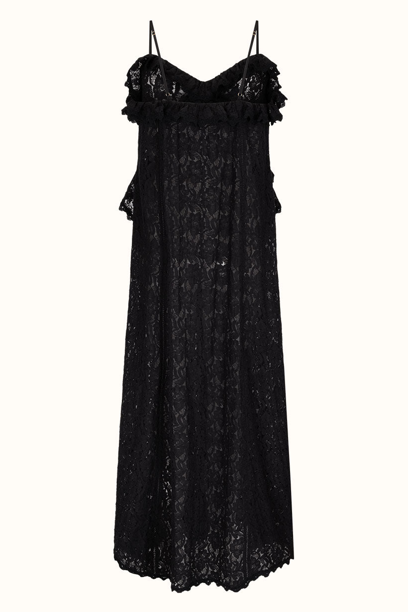 Lux Lisbon Lace Strappy Maxi Dress Onyx
