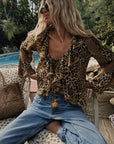 Samantha Lace Frill Blouse Vintage Leopard