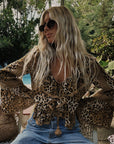 Samantha Lace Frill Blouse Vintage Leopard