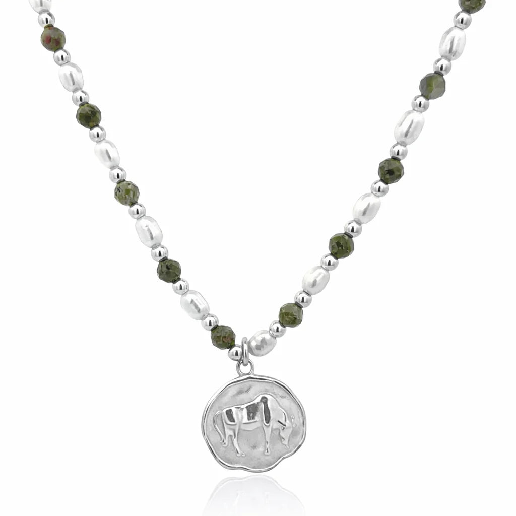 Petite &amp; Epidote Zodiac Stack Silver