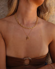 The Cross Initial Necklace A - Z Gold