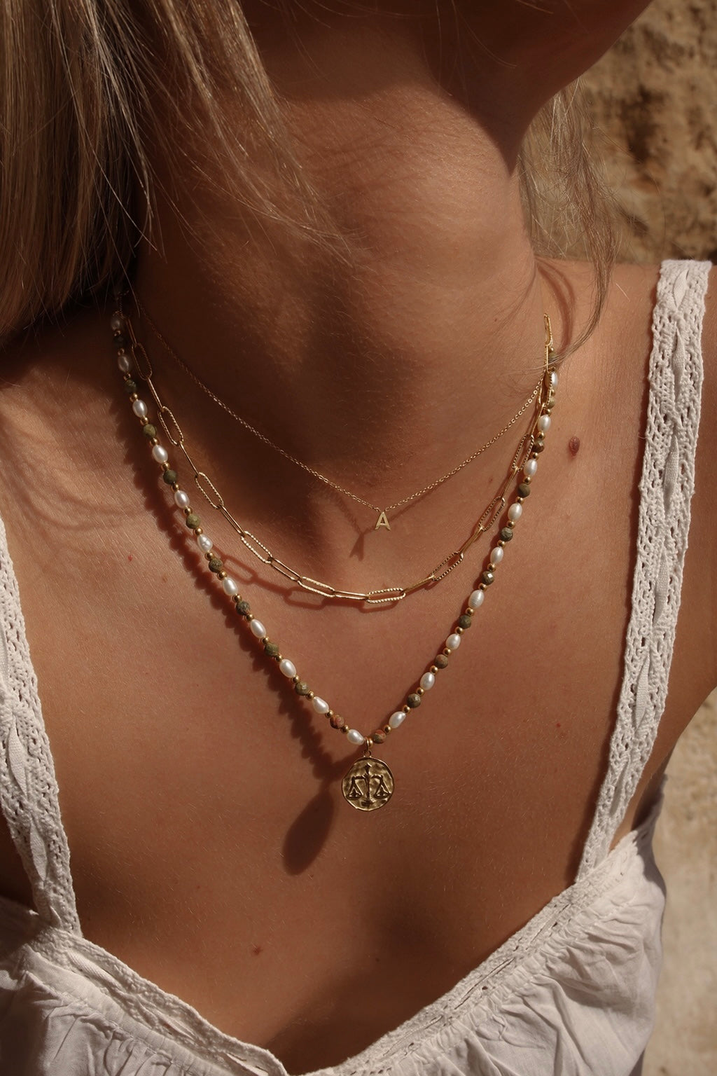 Petite &amp; Epidote Zodiac Stack Gold