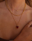The Crimson Heart Pendant Necklace Gold