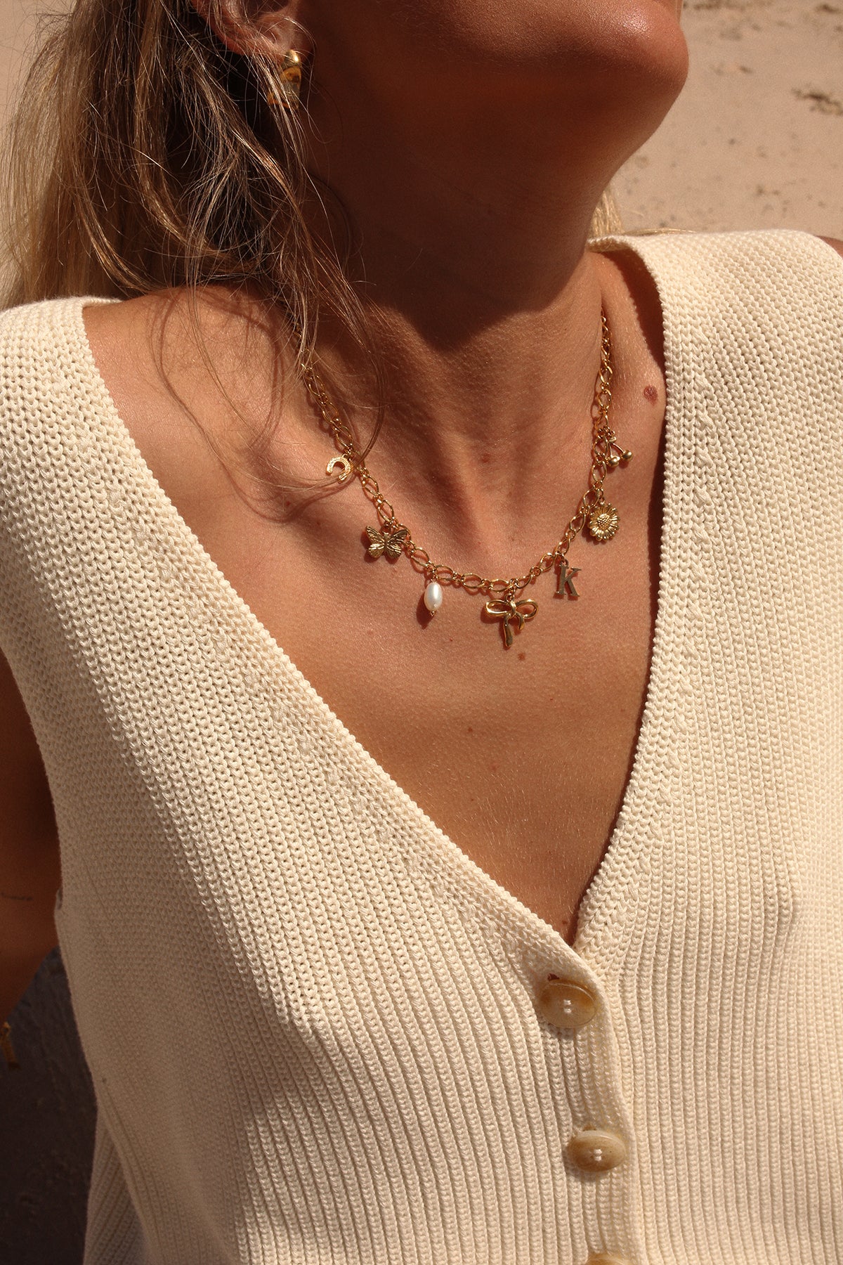 The Lucky Charm Initial Necklace A -Z Gold