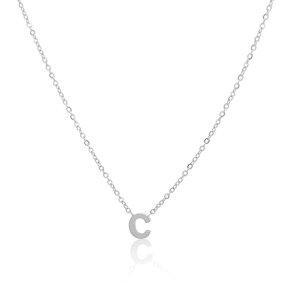 Petite Initial Choker Necklace Silver A-Z