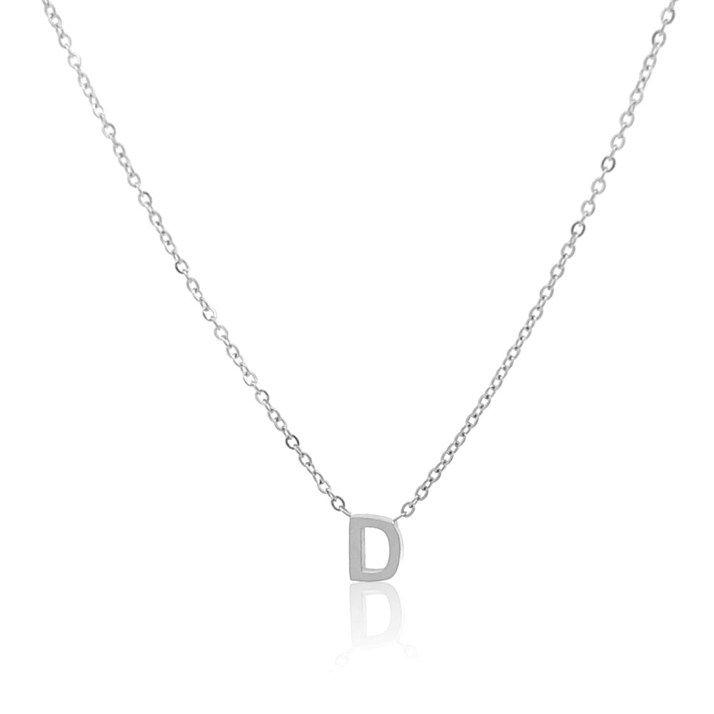Petite Initial Choker Necklace Silver A-Z