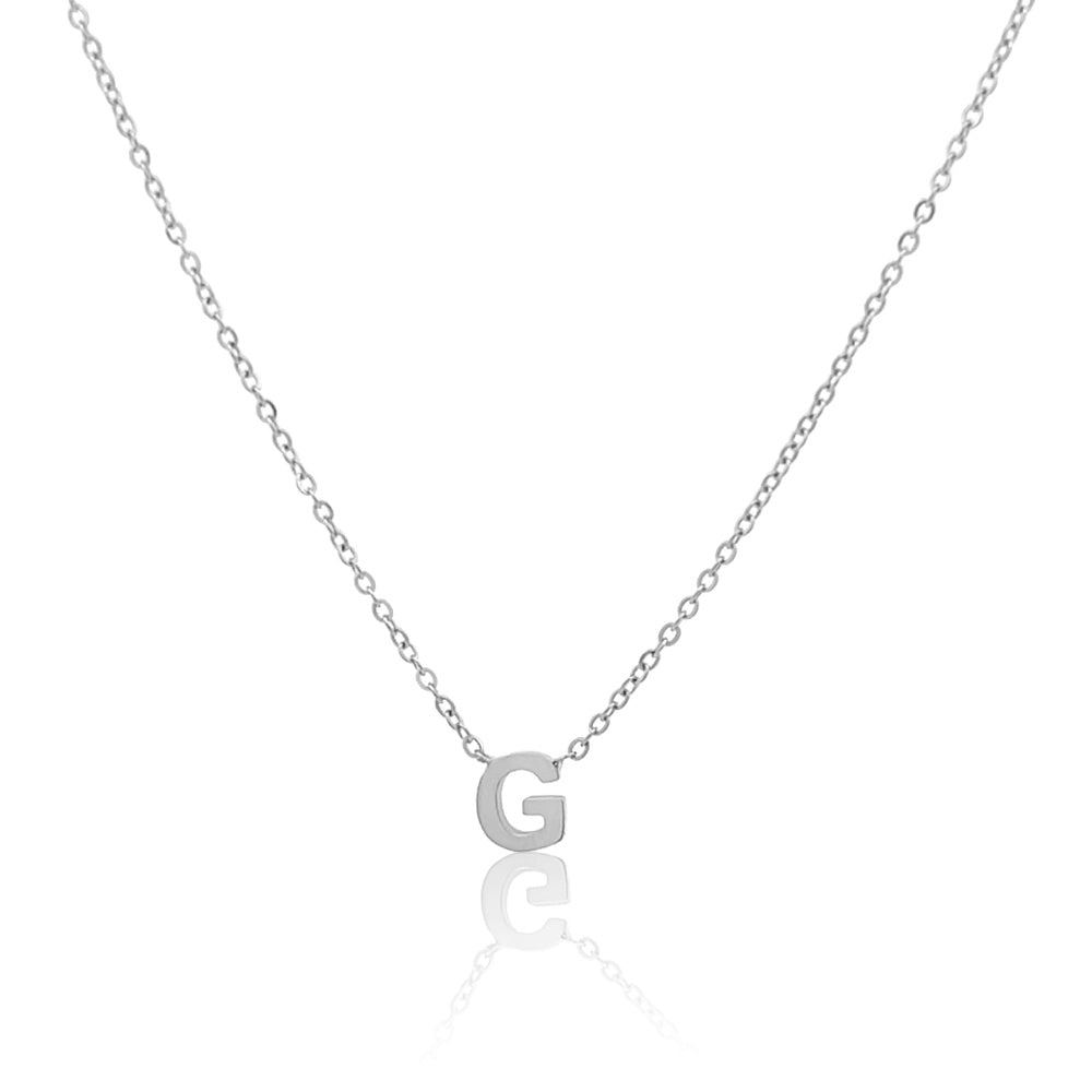Petite Initial Choker Necklace Silver A-Z